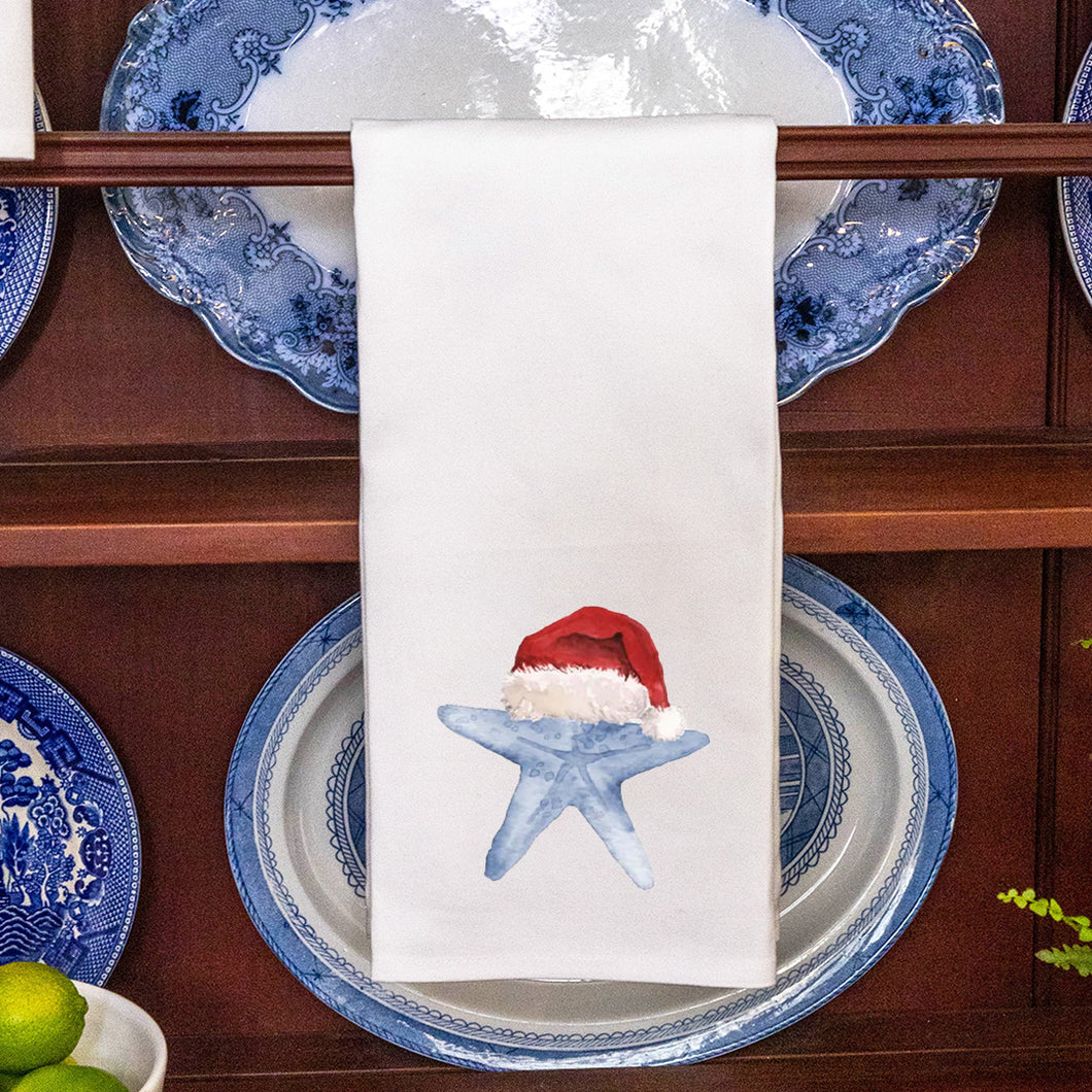 Watercolor Santa Starfish Tea Towel