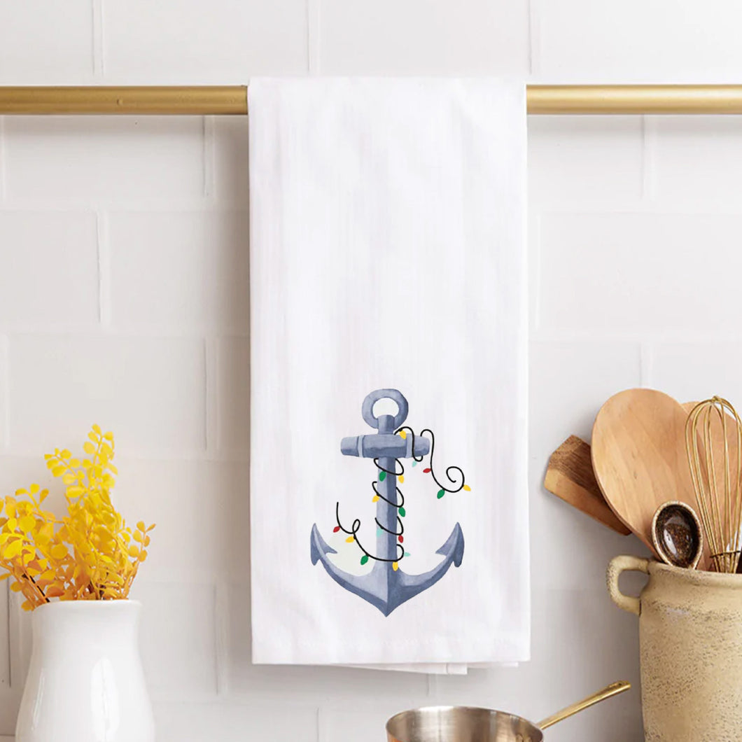 Watercolor Anchor in Lights Tea Towel