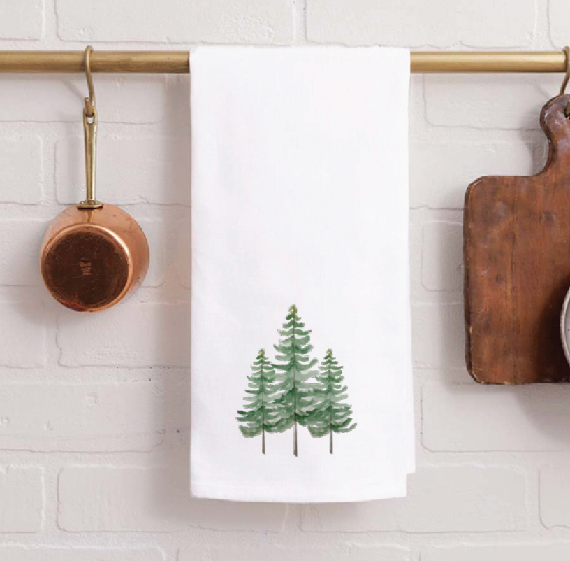 Watercolor Trees Tea Towel