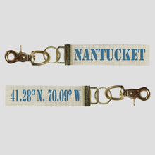 Load image into Gallery viewer, Nantucket Coordinates Nautical Blue Keychain
