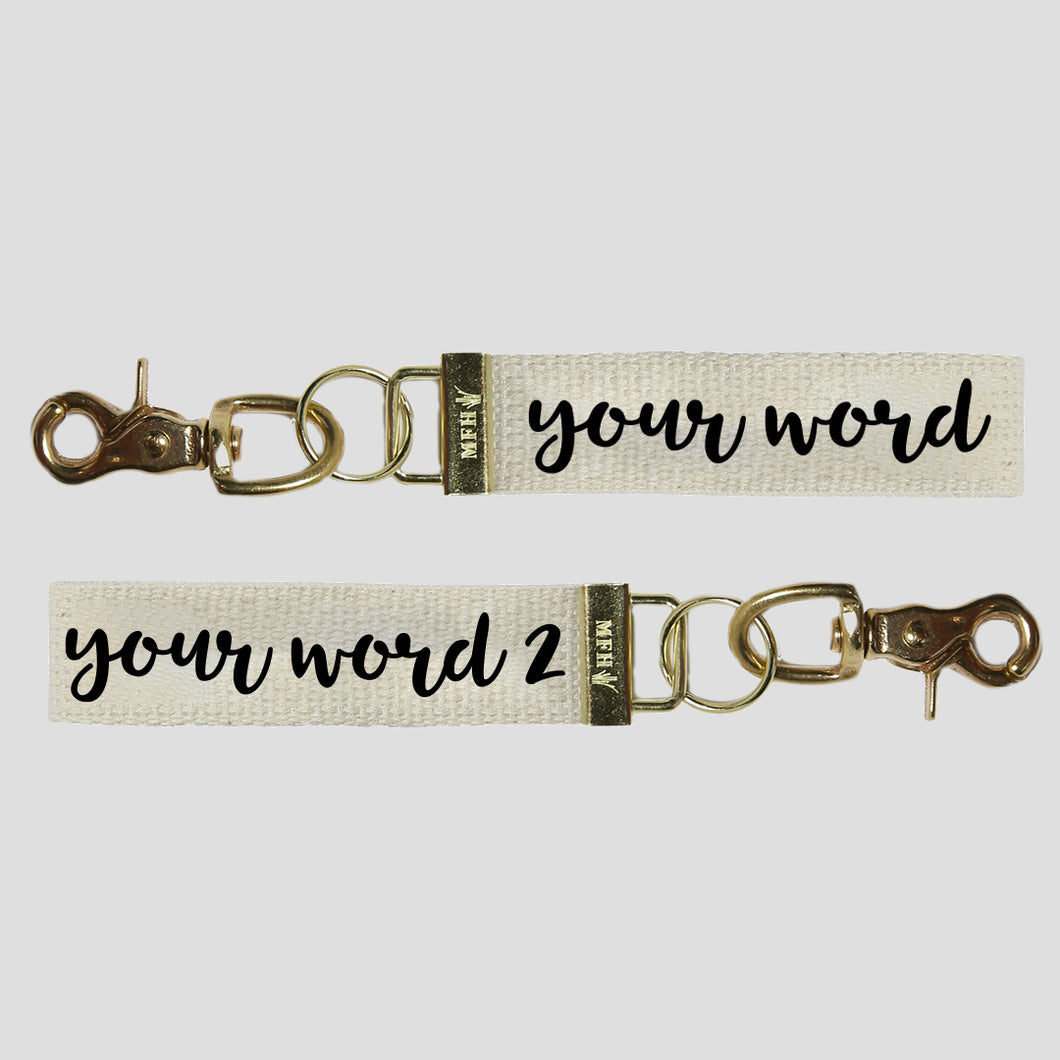 Your Word Two Sided Script Keychain