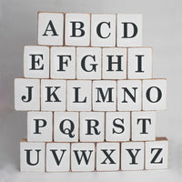 Black Antique Font Decorative Wooden Block Letters A - Z