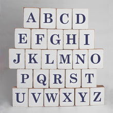 Load image into Gallery viewer, Navy Antique Font Decorative Wooden Block Letters A - Z
