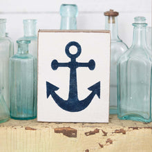 Load image into Gallery viewer, Navy Anchor Decorative Wooden Block
