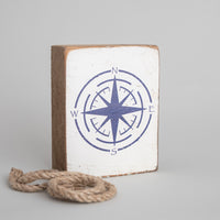 Navy Compass Decorative Wooden Block