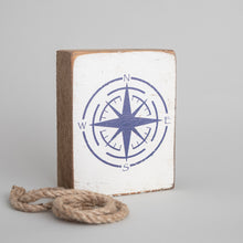 Load image into Gallery viewer, Navy Compass Decorative Wooden Block
