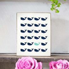 Load image into Gallery viewer, Repeating Whales Decorative Wooden Block
