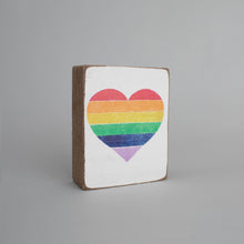 Load image into Gallery viewer, Rainbow Heart Decorative Wooden Block
