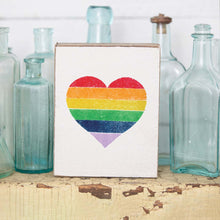 Load image into Gallery viewer, Rainbow Heart Decorative Wooden Block
