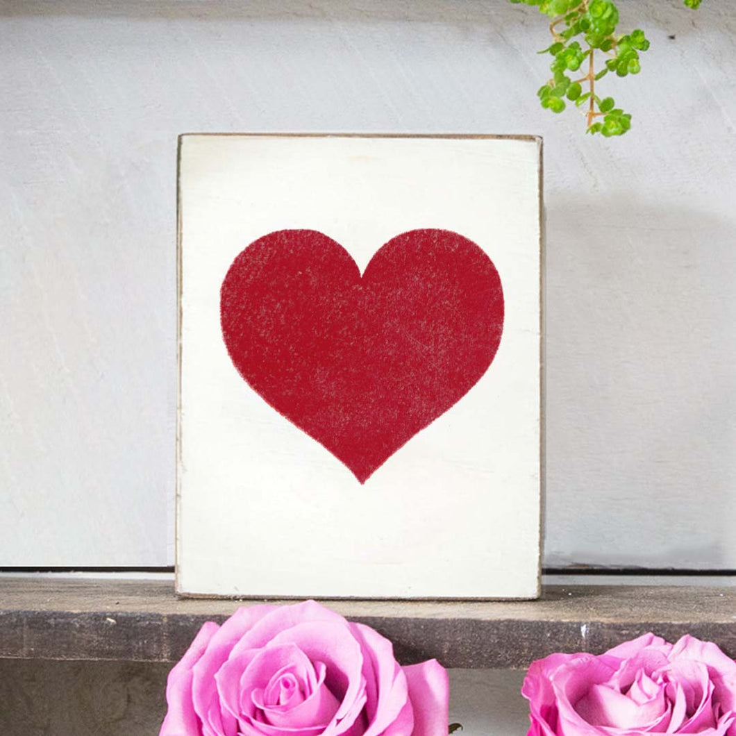 Red Heart Decorative Wooden Block