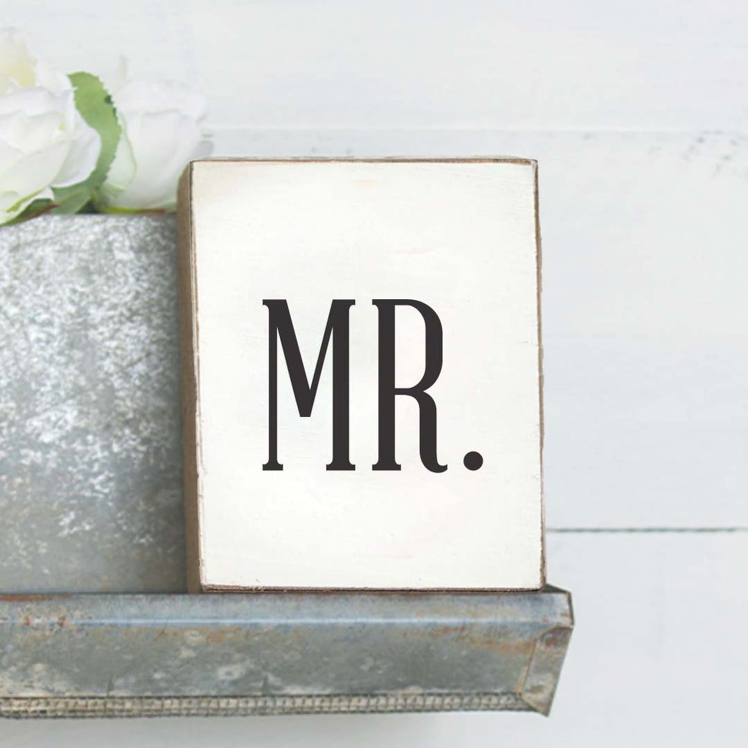 Mr. Wedding Font Decorative Wooden Block