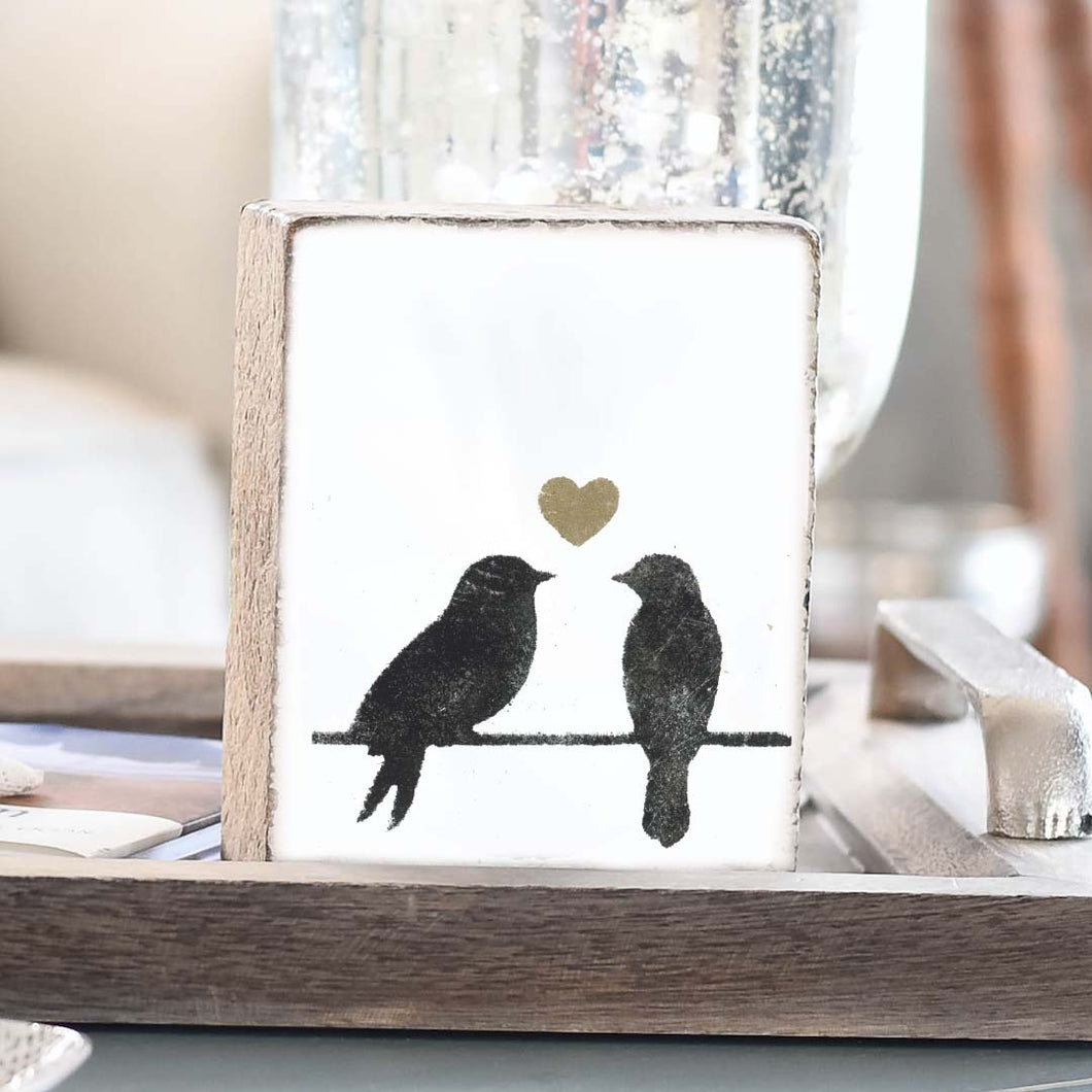 Love Birds Decorative Wooden Block