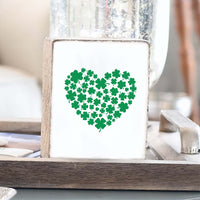 Clover Heart Decorative Wooden Block