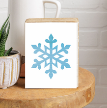 Load image into Gallery viewer, Watercolor Snowflake Decorative Wooden Block
