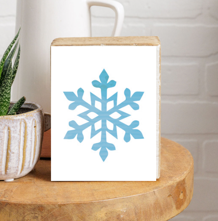 Watercolor Snowflake Decorative Wooden Block