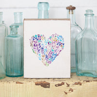 Mosaic Heart Decorative Wooden Block