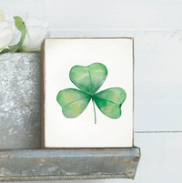 Watercolor Shamrock Decorative Wooden Block