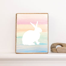 Load image into Gallery viewer, Gradient Stripes Bunny Decorative Wooden Block
