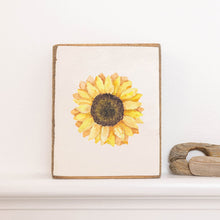 Load image into Gallery viewer, Watercolor Sunflower Decorative Wooden Block
