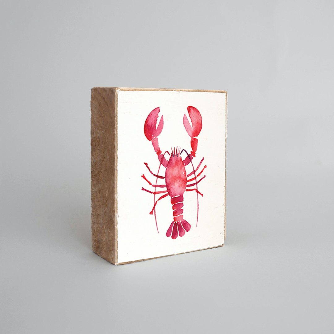 Watercolor Lobster Decorative Wooden Block