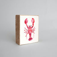 Watercolor Lobster Decorative Wooden Block