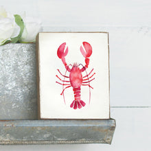 Load image into Gallery viewer, Watercolor Lobster Decorative Wooden Block
