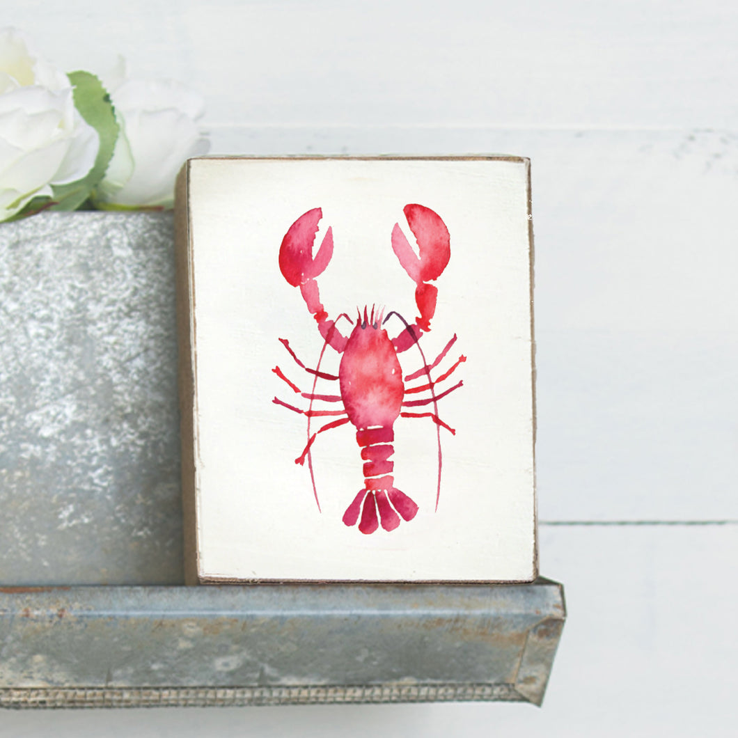 Watercolor Lobster Decorative Wooden Block