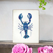 Load image into Gallery viewer, Watercolor Blue Lobster Decorative Wooden Block
