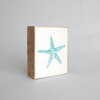 Watercolor Starfish Decorative Wooden Block