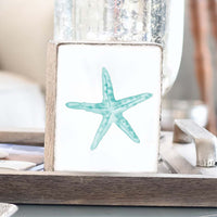 Watercolor Starfish Decorative Wooden Block