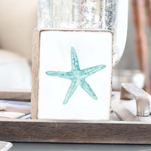 Load image into Gallery viewer, Watercolor Starfish Decorative Wooden Block

