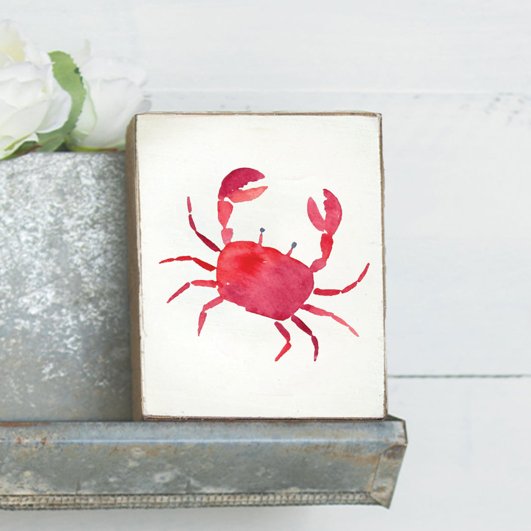 Watercolor Crab Decorative Wooden Block