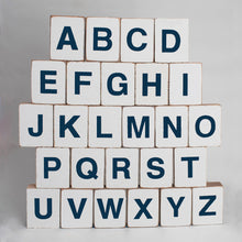 Load image into Gallery viewer, Navy Block Font Decorative Wooden Block Letters A - Z
