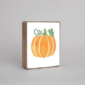 Watercolor Pumpkin Decorative Wooden Block