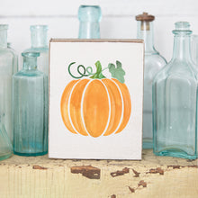 Load image into Gallery viewer, Watercolor Pumpkin Decorative Wooden Block
