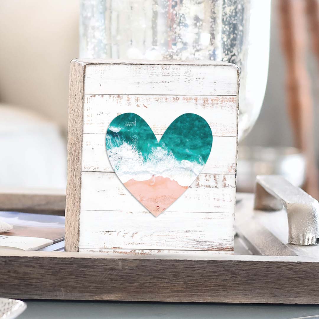 Shoreline Heart Decorative Wooden Block