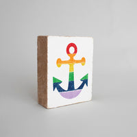 Rainbow Anchor Decorative Wooden Block