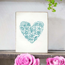 Load image into Gallery viewer, Coastal Heart Decorative Wooden Block

