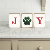 Joy Paw Print Decorative Wooden Block Bundle