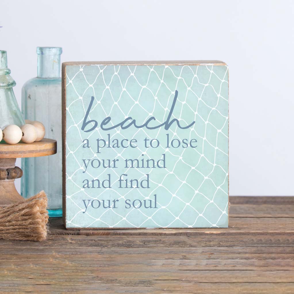 A Place To Find Your Soul Decorative Wooden Block | Rustic Marlin