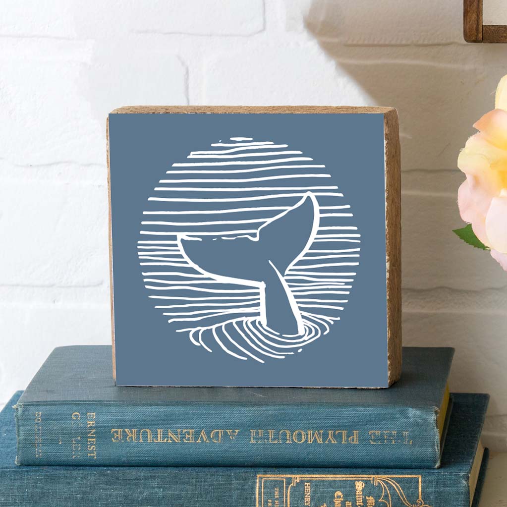 Whale Tail Circle Decorative Wooden Block