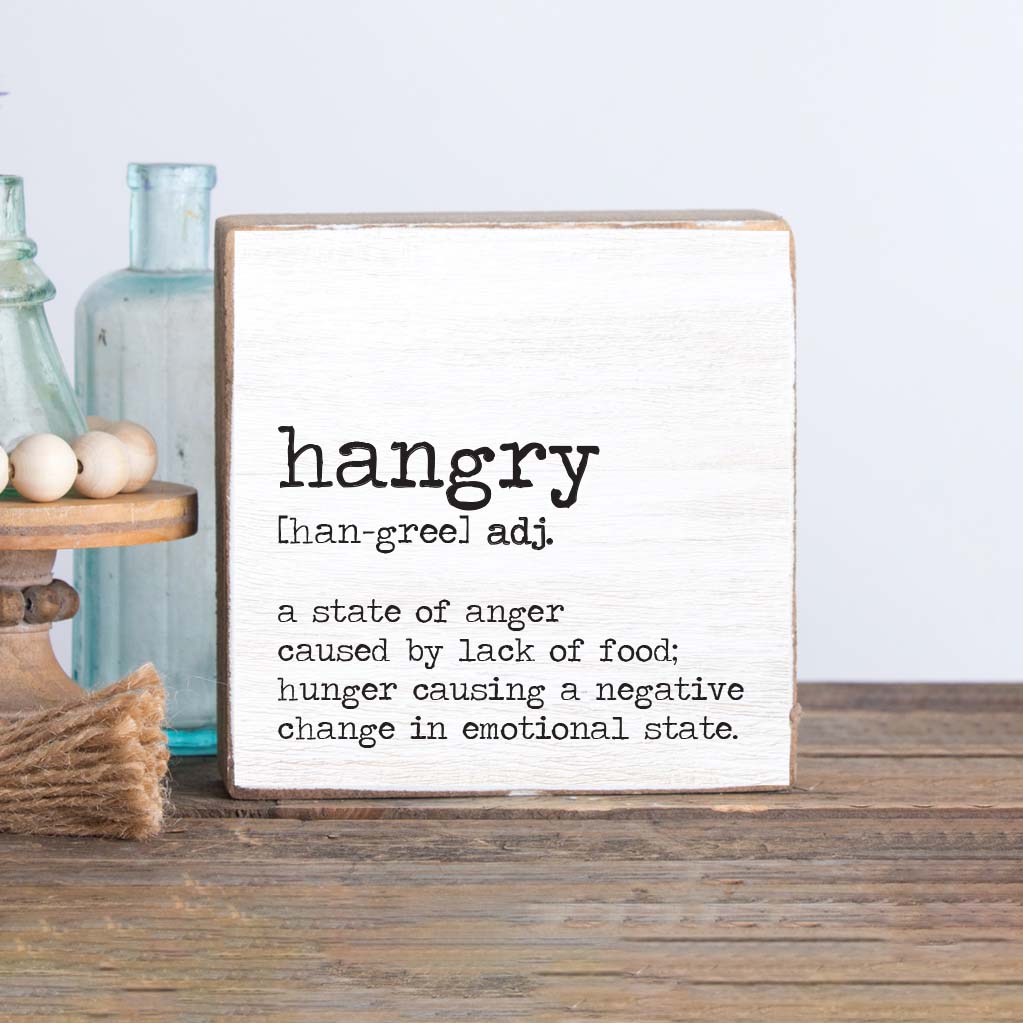 Hangry Definition Decorative Wooden Block
