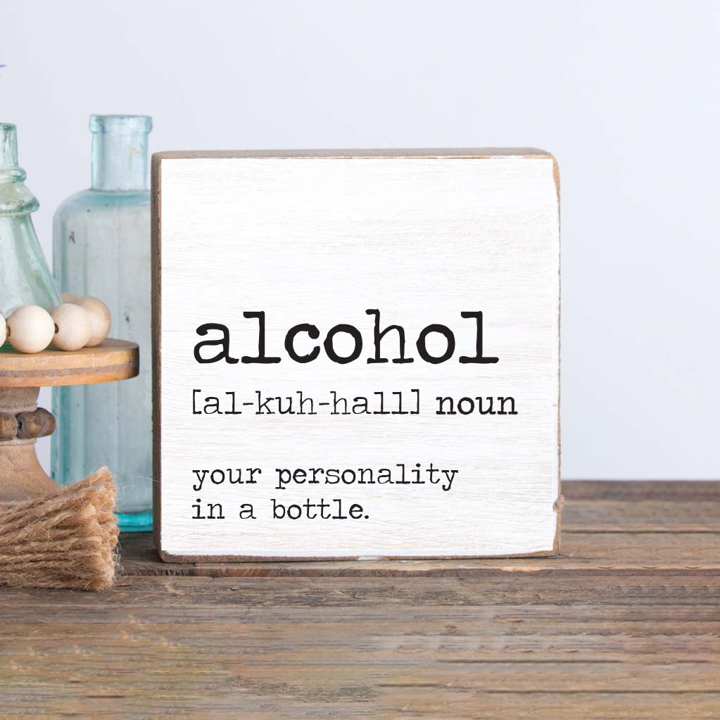 Alcohol Definition Decorative Wooden Block