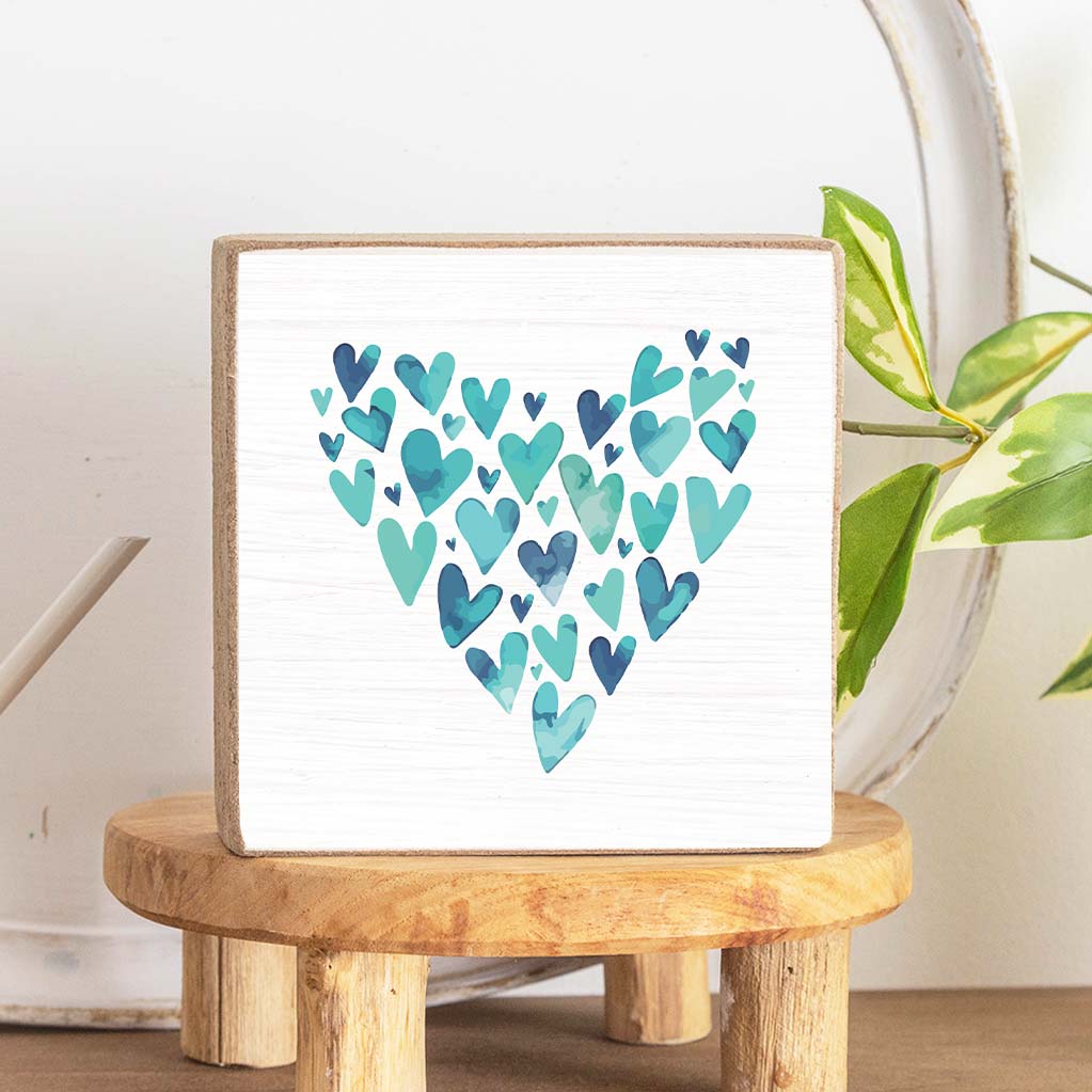 Watercolor Heart Decorative Wooden Block