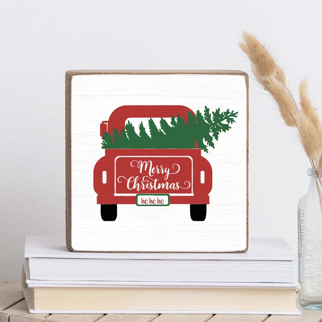 Christmas Truck Decorative Wooden Block