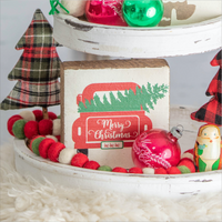 Christmas Truck Decorative Wooden Block