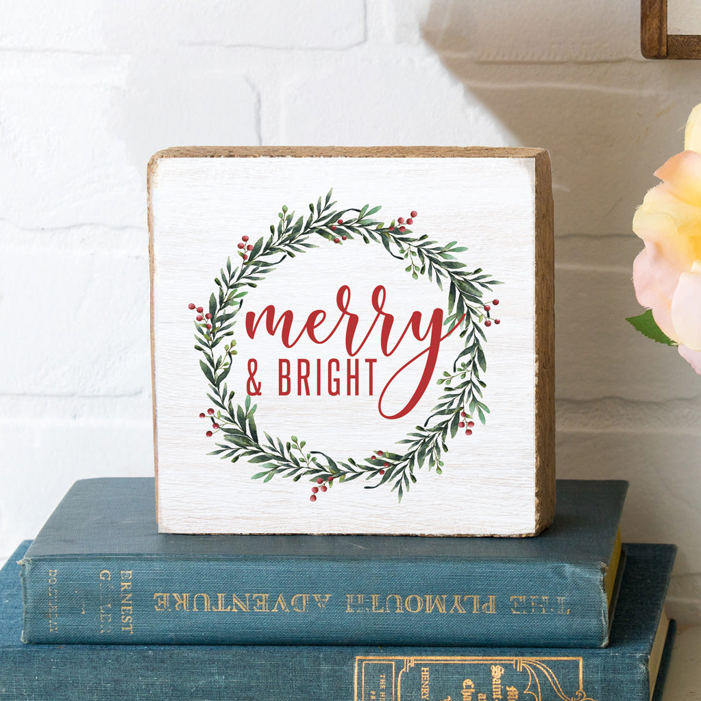 Merry + Bright Decorative Wooden Block