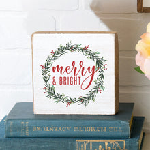 Load image into Gallery viewer, Merry + Bright Decorative Wooden Block
