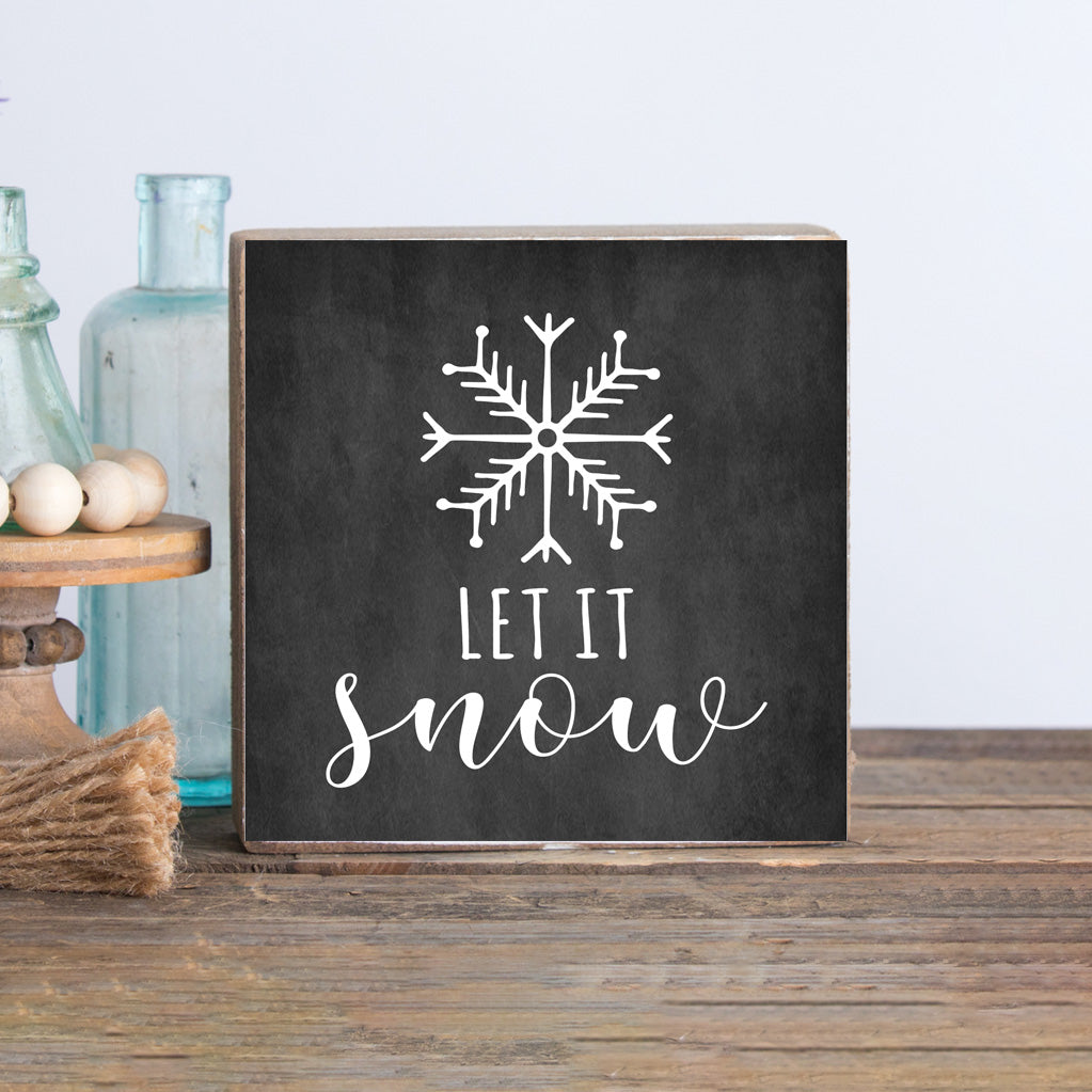 Let It Snow Decorative Wooden Block