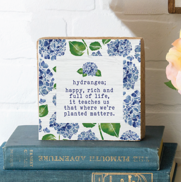 Hydrangea Definition Decorative Wooden Block